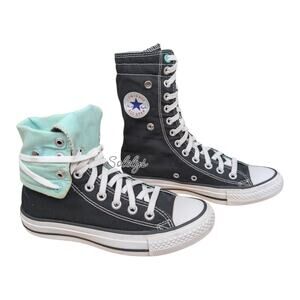 Converse 2013 XHI Calf High Black Mint White Foldover Canvas Sneaker Womens 6